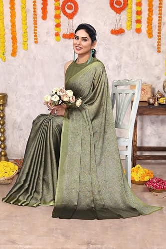Image of MIRCHI FASHION Saree for Woman Chiffon Georgette Floral Printed | Breathable Lightweight Sari for Office Use and Farewell Ceremonies with Blouse Piece