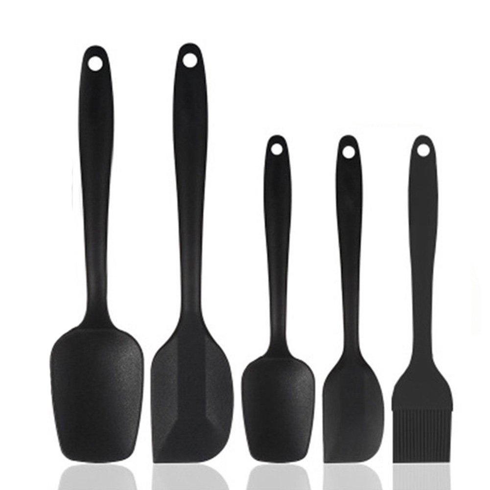 Silicone Spatulas Set Heat-Resistant Rubber Spatulas with Hanging Hole,Big Small Spatula Turner Cake Decorating Non-Stick Silicone Baking Spatulas Kitchen Utensil Tools(Black)