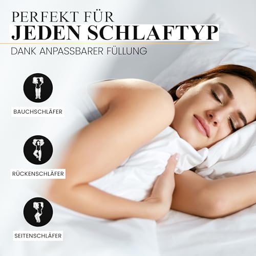 Gentle North Hochwertige Kopfkissen 40x80 cm groß in Hotelqualität - 2er Set Flauschige, gut gefüllte Schlafkissen für Allergiker geeignet (Ökotex 100 Zertifiziert) - 60° Waschbar – Bild 5