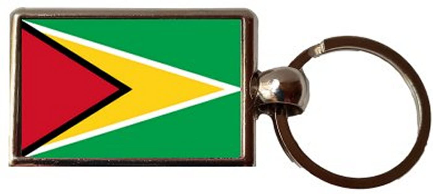 PJ4U Guyana Luxury Double Sided Metal Keyring And Velvet Gift Bag