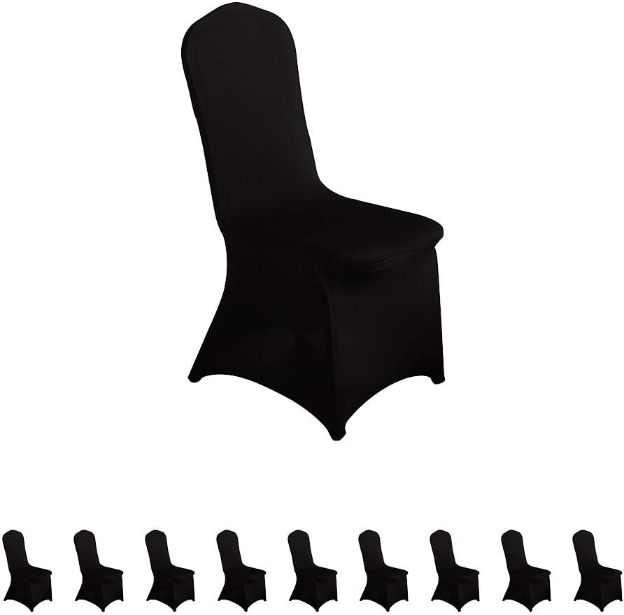LZY 10pcs Spandex Chair Cover Stretch Slipcovers for Wedding Party, Dining Banquet Chair Decoration Covers (Black, 10) Black 10