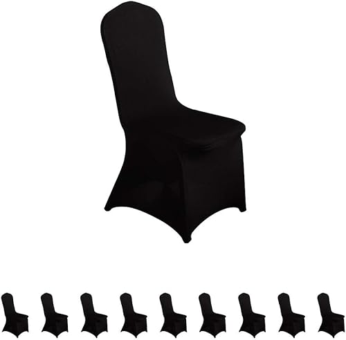 LZY 10 fundas elásticas de elastano para sillas de boda, fiestas, comedor y banquete, decoración de sillas (negro, 10)