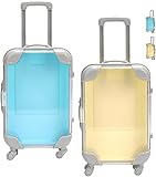 VOSSOT 2 pcs Mini Maletas pequeñas, con Ruedas y asa, Forma Original de Regalar Dinero Ideal para Guardar Fondos de Vacaciones y vales de Viaje,Mini Maleta Viaje Ideal para Bodas y cumpleaños