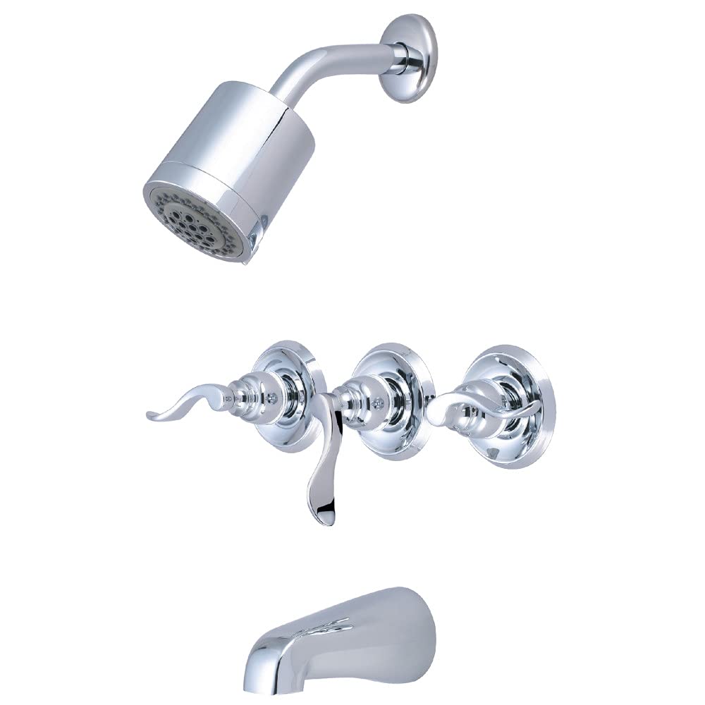 Kingston Brass KB8231NFL NuWave French 3 Handle Tub and Shower Faucet