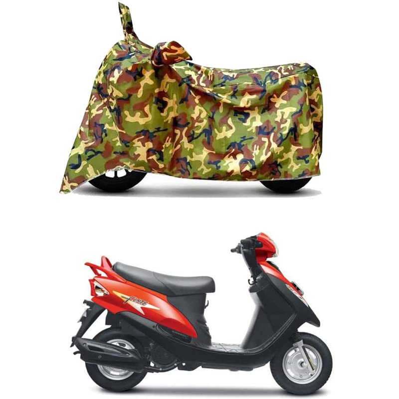Image of Waterproof 100% PVC Coated Full Bike Scooty Two Wheeler Body Cover Compatible for Mahindra Flyte /UV-Rays /Heat Protection /Birds Dropping /Scratchproof /Dust Proof s[6X6 Jungle Print]