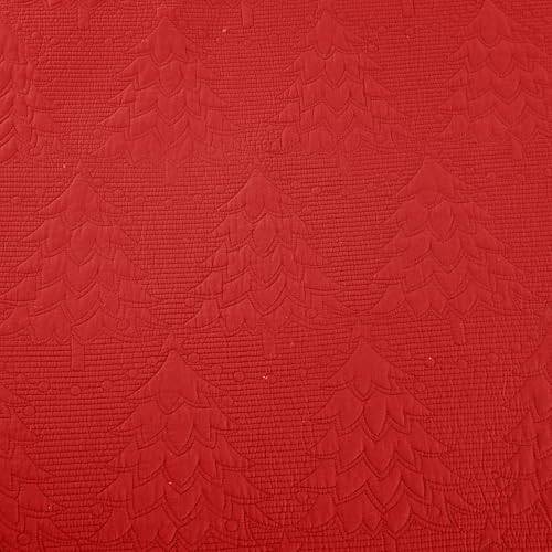 MarCielo 3-Piece Christmas Quilt 100% Cotton Oversized Bedspread Lightweight Coverlet Embroidery Christmas Tree Pattern Bedding Set (TC Red, Oversized Queen (100"x106"))
