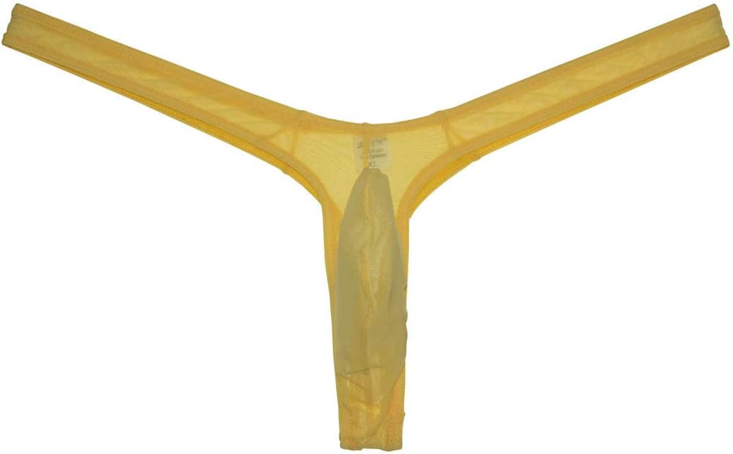 Men's Minimal Coverage Bulge Thong Underwear See-through Mesh Mini Bikini Tangas - Image 3