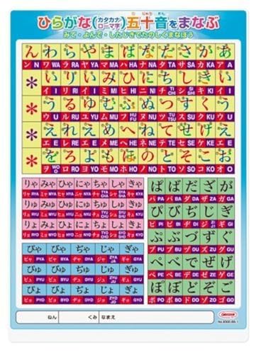 Kyo-ei Japanese Hiragana & Katagana Shitajiki Plastic Calligraphy Chart Size B5 (7"x10") / Pencil Writing Board