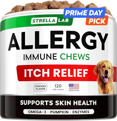 StrellaLab Dog Allergy Relief & Anti Itch Support Chews w/Omega
