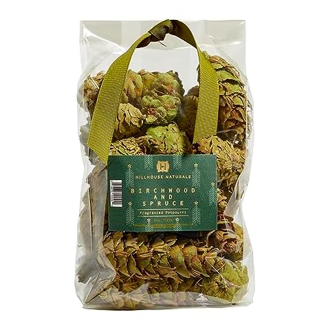 Hillhouse Naturals Potpourri Green Pine Cones - Potpourri Bowl Filler Vase Christmas Scent Potpourri Pine Scented Dried Flower Fragrance Farmhouse Decor - 8oz (Birchwood & Spruce) Cover