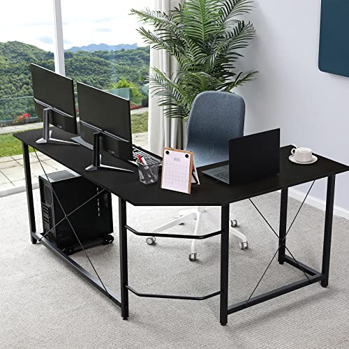 Clevich 66 Inch L-Shaped Computer Desk, Large Corner Gaming Desk, Modern Office Desk, Writing Study Table Workstation For Home Office Space-Saving, Larger Desktop Easy To Assemble (Black) #TOP1