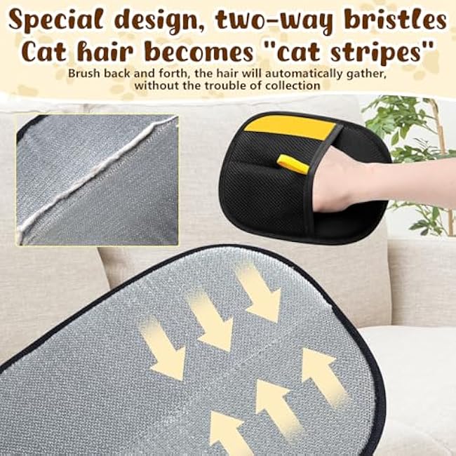 2pcs Pet Hair Removal Glove for Cats & Dogs, 2025 New Upgrade Efficient Grooming Gloves for Pet Hair, Cat Grooming Gloves for Hair Removal, Reusable Pet Hair Remover Glove-eEy91M2y