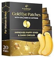 Plantifique Augenpads Gegen Augenringe und Tränensäcke - 20 Paar Gold Eye Pads mit Kollagen, Koffein - Augenmaske Under Eye Patches Mask - Augen Pads Geschenke