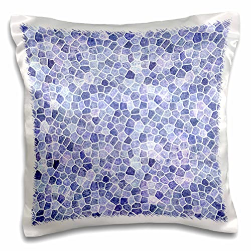 3dRose Taiche-Design-Seamless Pale Blue Cobbled Patchwork Irregular Pattern (pc-308665-1) Pillow Case, White