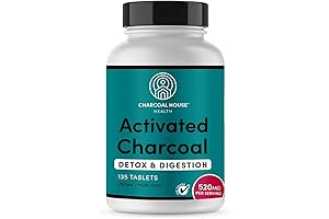 135 Count Chewable Activated Charcoal Tablets for Teeth, Stomach, Gut, Gas and Nausea