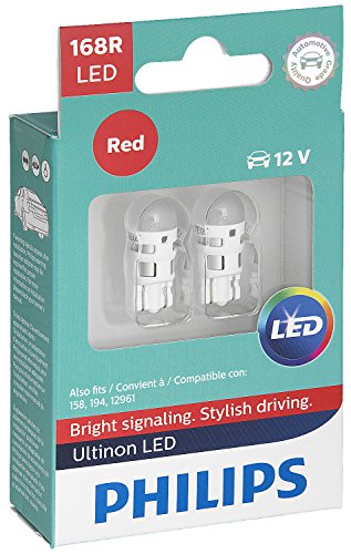 Philips 168RLED Ultinon LED (Red), 2 Pack