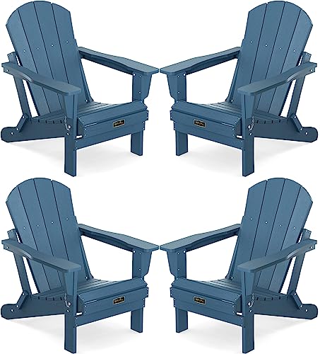 SERWALL Foldable Adirondack Chair Set of 4 for Patio Garden