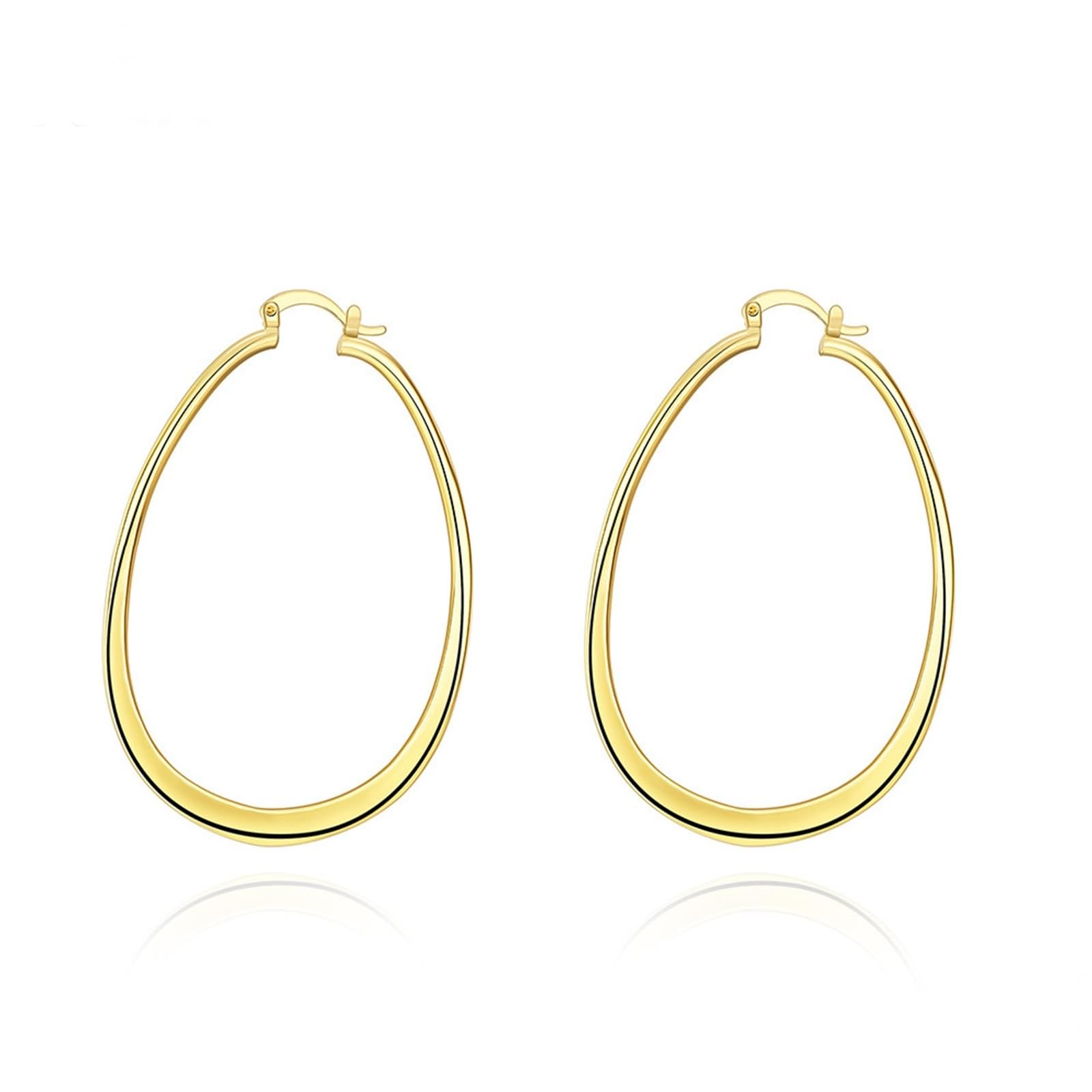 Pendientes de oro de 18 quilates Au750, "U", pendientes de aro boho de oro amarillo de 18 quilates