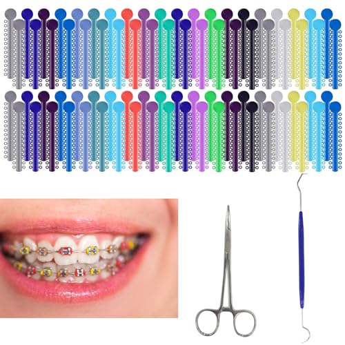 TTKBHHQ-Multi-Color Orthodontic Ligatures 2080 Pieces and DIY Tools, Braces Rubber Band Tool Set