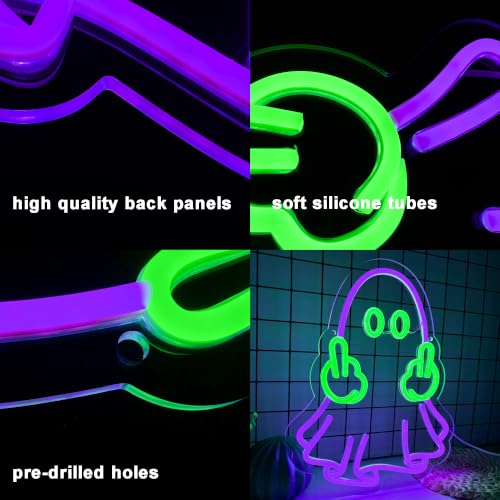 Image of Halloween Ghost Neon Signs for Wall Decor Terror Ghost Neon Light LED Hallowmas Ghost Party Decor Sign USB Powered, for Man Cave Bedroom Gaming Room Birthday Gift(13.3 * 10.4 In)