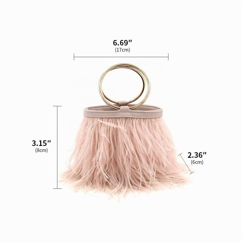 Mujeres Avestruz Esponjoso Tote Bag Bolso de plumas Crossbody Bag Bolso de hombro Clutch de noche Bolso de novia Banquete Fiesta