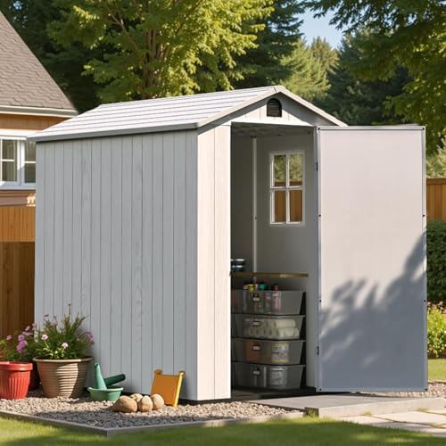 Patiowell 4 x 6 FT Resin Storage Shed with Floor, Outdoor Pl...