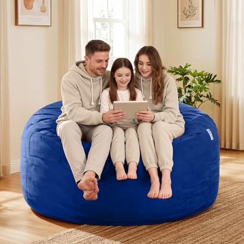 Image of HABUTWAY Bean Bag Chair: Giant 5' Memory Foam Furniture Bean Bag Chair for Adults with Microfiber Cover 5Ft (Blue)
