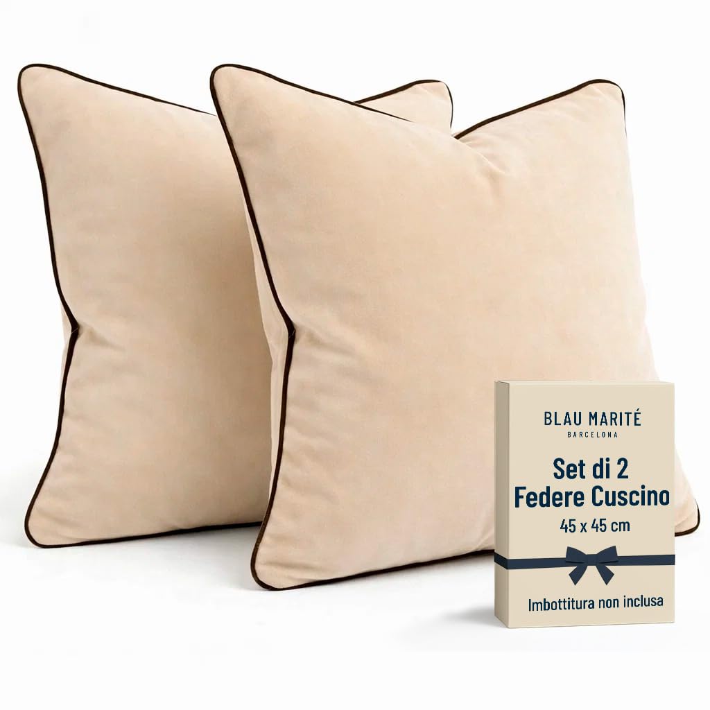 Lot de 2 coussins décoratifs SILPHIUM Coton 45 x 45 cm Marron Motif