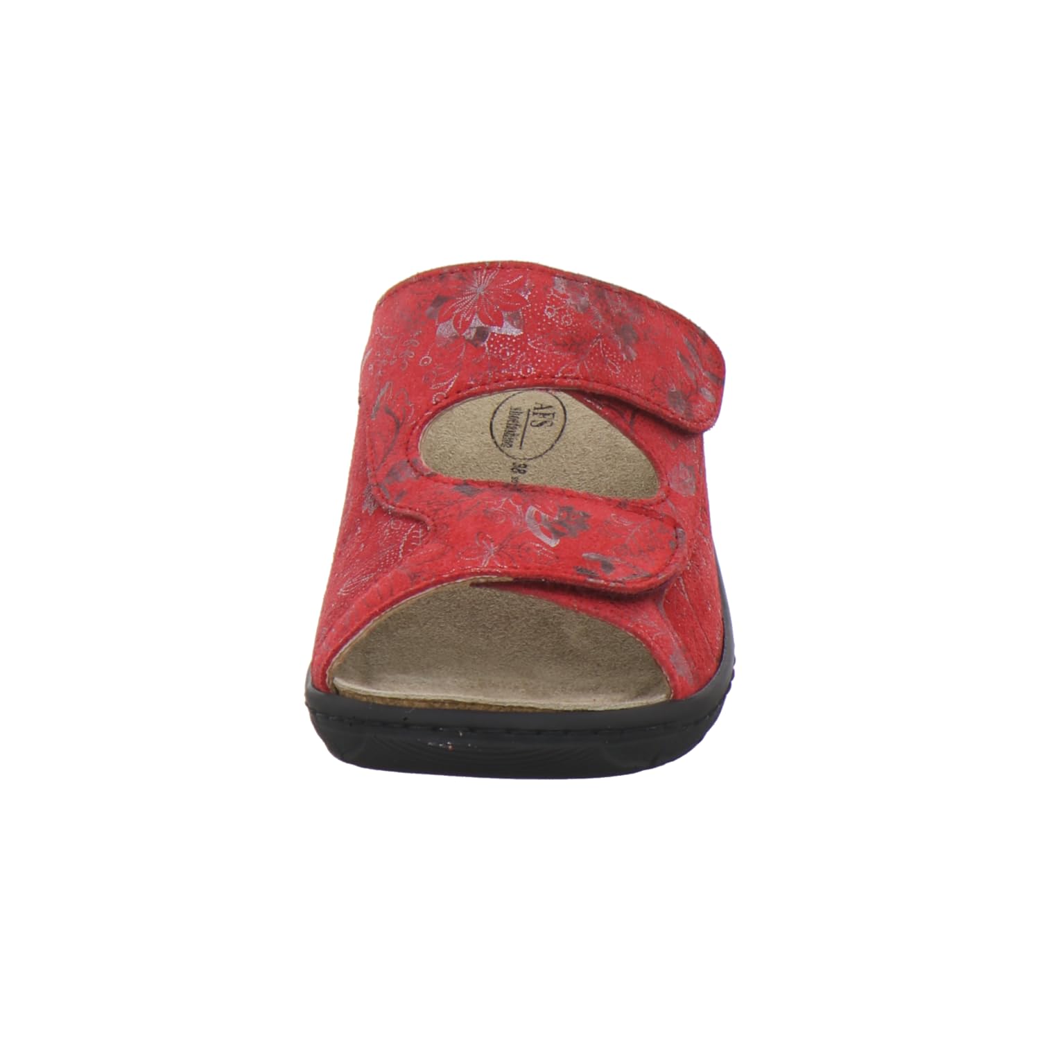 AFS-Schuhe 27832 Damen Pantoletten Hallux aus Leder mit Wechselfussbett, Bequeme Hausschuhe für Frauen mit Klettverschluss, Made in Germany