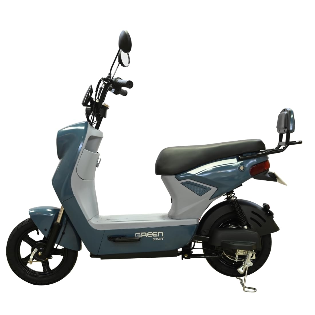 Green Sunny Low Speed Electric Scooter Non RTO 60KM Range Blue with Portable Charger