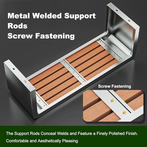 Stainless Steel Outdoor Bench, 2-3 Seater Garden Bench, Backless & Armless Design for Parks, Patios, Courtyards, Shopping Malls, Schools - Durable & Stylish (150x40x42cm)