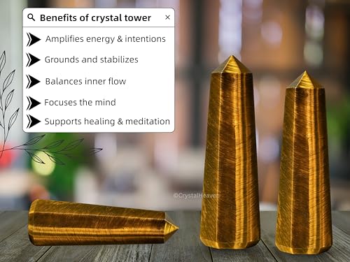 Image of Crystal Heaven Certified Tiger Eye Crystal Tower Obelisk Point For Chakra, Healing And Balancing - Aaa Grade Original Certified Gemstone Agate For Reiki Meditation Yoga Spiritual (3-4 Inches)