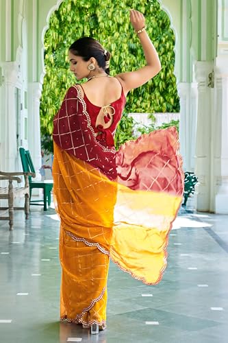 Image of MIRCHI FASHION Saree for Woman Georgette Floral Printed | Lightweight Comfortable Sari for Regular Social Wear and social visits