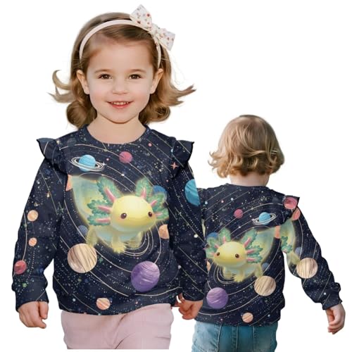 Toddler Long Sleeve Shirt Girl Ruffle Sleeves Warmth Girls Oversized Graphic Sweatshirt for 1-8 Years Girls2