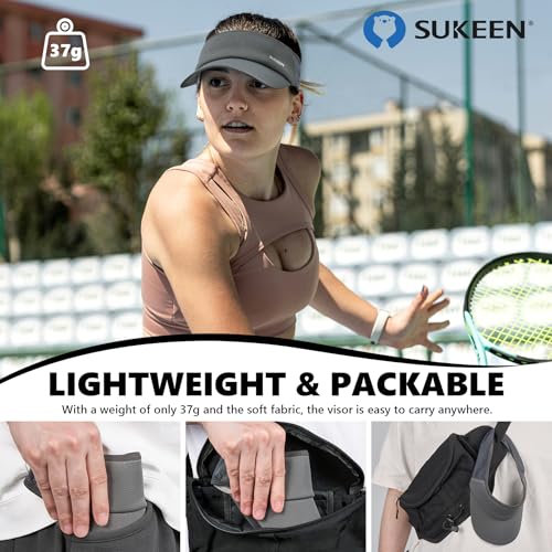 Image of Sukeen Sports Sun Visor Men Women Lightweight Portable Cooling Stretchy Visor Hat for Running, Golf, Daily Wear