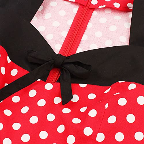 Image of KILLREAL Women's Vintage Polka Dot Print A-Line Pin Up Style Sleeveless Cocktail Party Casual Dress