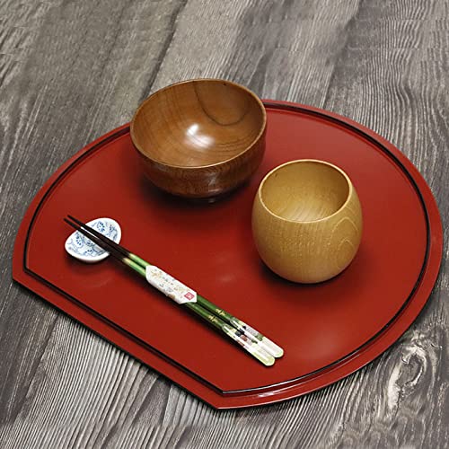 Amazon｜お盆 トレー おしゃれ 両面 半月盆 黒 朱 リバーシブル 両面