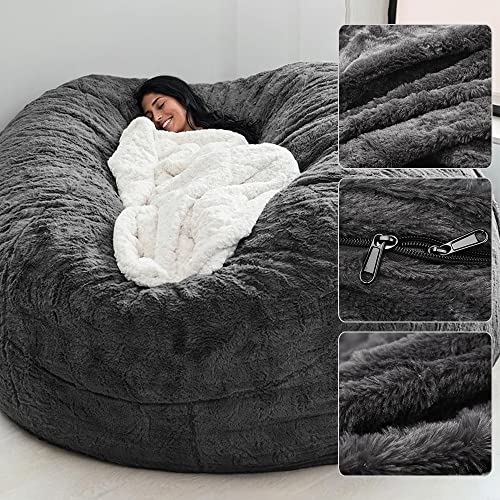 Leepesx Startseite Schwamm Bett Sitzsack Stuhlbezug Schonbezug Doppelschlafzimmer Balkon Große Couch Runder weicher Flauschiger Bezug Keine Füllungen (Nur Bezug)