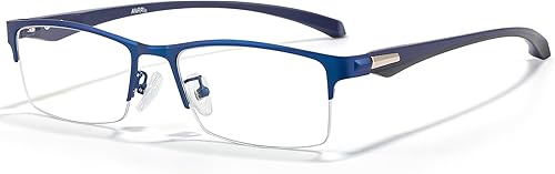 ANRRI Blue Light Glasses for Men Semi Rimless Rectangle Metal Frame UV Blocking Computer Glasses ANRRI Blue Light Glasses for Men Semi Rimless Rectangle Metal Frame UV Blocking Computer Glasses