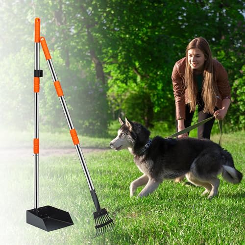image for Niubya Pooper Scooper for Dogs, Metal Poop Scooper Tray and Rake Set w