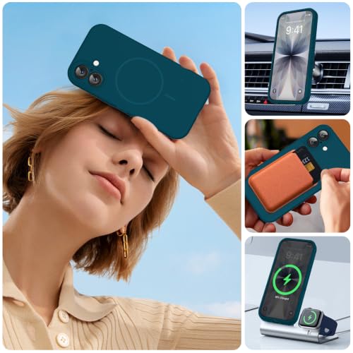Image of Miracase Magnetic for iPhone 17 Case, Compatible with MagSafe, Integrated Silicone Camera Control Cover, 3.0mm Thicken Shockproof Drop Protection Phone Case for 17,Teal