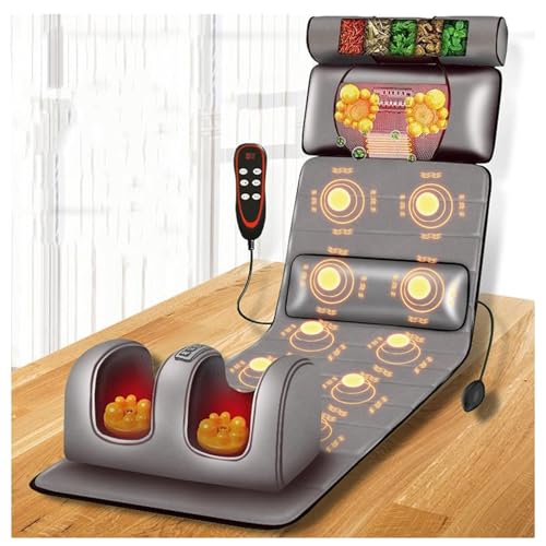 Genérico Colchoneta De Masaje con Calefacción con 20 Cabezales De Masaje Shiatsu para El Cuello,9 Modos De Masaje,con Reposacabezas Masajeador De Cuello Desmontable Y Masajeadores(Color:Gris)