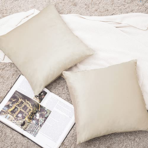 Image of Cazimo Velvet Cushion Covers for Bed, Sofa and Couch - 16 * 16 inches | Ideal for Living Room | Set of 2, Ivory