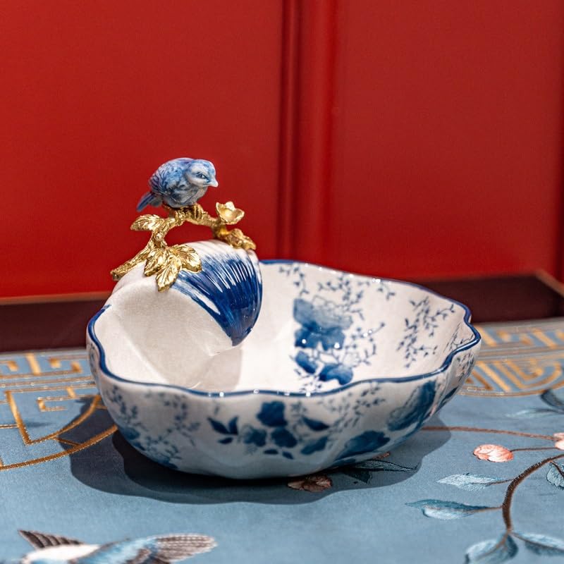 Miska na owoce kosz talerz na cukierki niebieski i biały ceramiczny mały talerz na owoce salon stolik kawowy talerz na przekąski dekoracja wejścia prezent talerz na owoce kosz na owoce do
