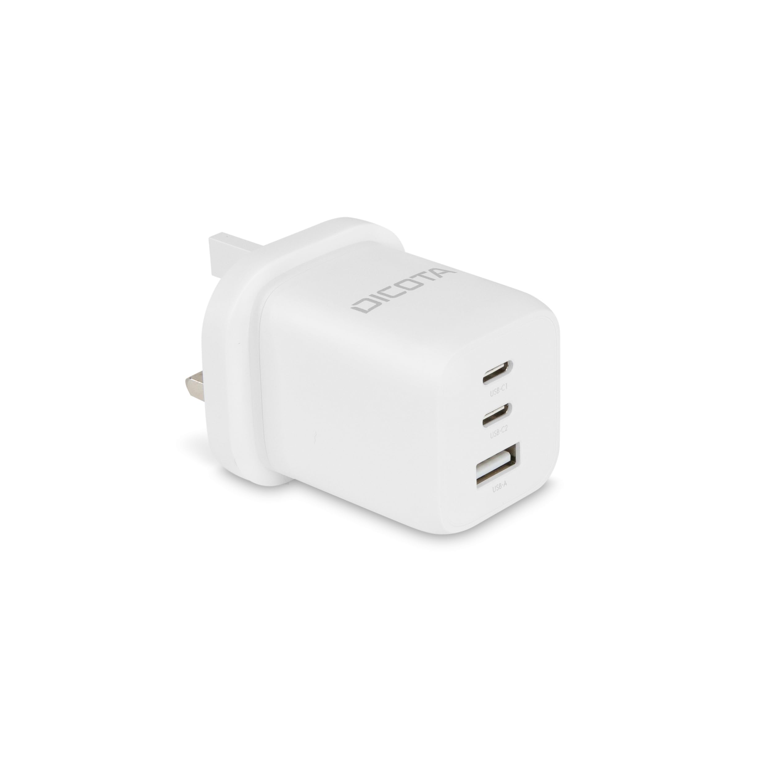 DICOTA - Alimentatore - Compatto, GaN - 65 Watt - 5 A - PD 3.0-3 punti di connessione di uscita (2 x USB-C, USB) - Bianco - Regno Unito