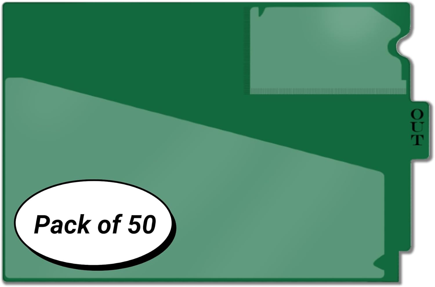 Center tab vinyl outguides with front pocket (9x13.25) - green, 50/box