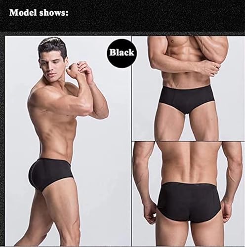 Xxrbb Fake Buttock Control Seamless Boyshort Butt Lifter Briefs Padded Bum Shaperwear Hip Enhancer Underwear For Men Black #TOP4