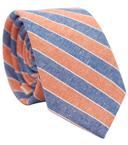 Image of BELLUNO Men's 2.5 inch Skinny Solid Cotton Linen Ties