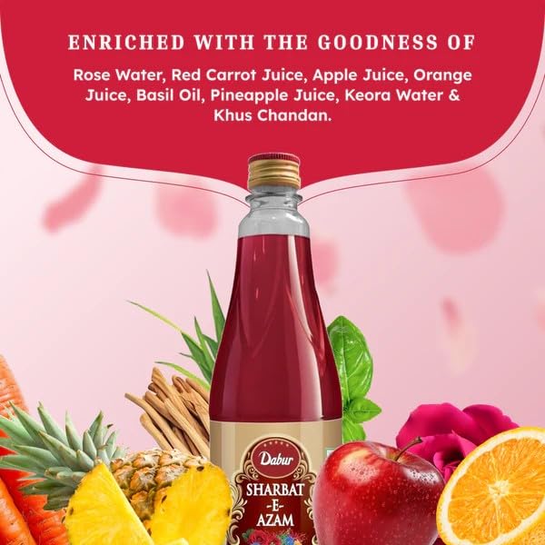 Image of Dabur Sharbat-E-Azam, 750 ml | Traditional Refreshing Summer Sharbat for Beverages, Milkshakes, Mocktails & Desserts. (Pack of 2)