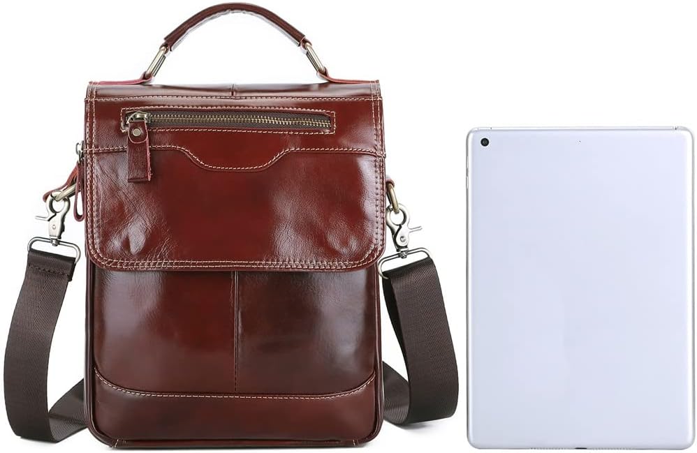 Leather Men's Portable Baotou Layer Leather Leisure Office Briefcase Men's Shoulder Crossbody Bag